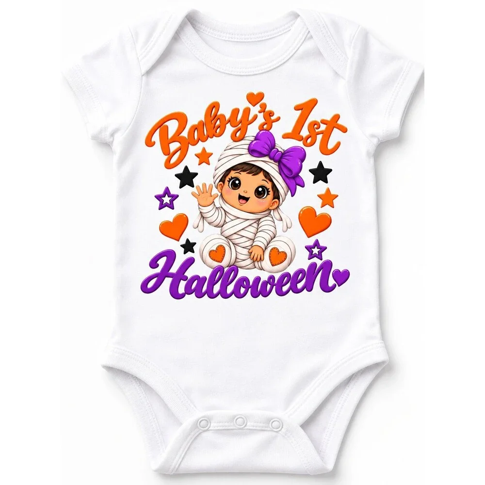 Baby Girl Baby's 1st Halloween Onsie White Orange Purple 0-3 Months 8-12 Lbs
